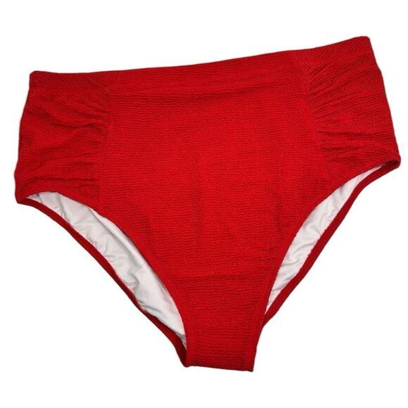 NEW OLD NAVY HIGH‎ WAIST TUMMY CONTROL TEXTURED RED CORAZON BIKINI BOTTOM 2X - Picture 1 of 9